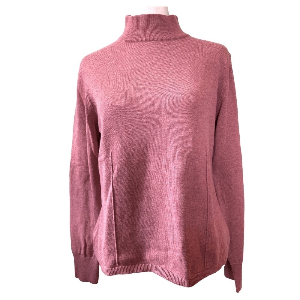 Woolrich 100% Cotton Pink/Mauve Mockneck Knit Sweater‎ (Size Medium Petite)